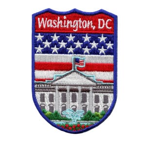 Washington D.C. Schild Aufnäher (3 Zoll) zum Aufbügeln Reisen USA Souvenir Emblem Perfekt für Rucksäcke Jacken, Hüte, Taschen Handwerk Geschenk Aufnäher