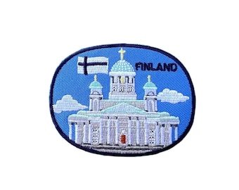 Finland Patch (3 Inch) Embroidered Iron-on or Sew-on Badge Balkan Travel Nordic Vacation Europe Souvenir Shield Tourist Emblem Gift Patches