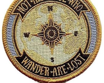 Parche de brújula "No todos los que vagan están perdidos" (7,6 cm), para planchar o coser, recuerdo de viaje, acampada salvaje, rutas de senderismo, aventura