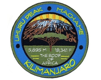 Mount Kilimanjaro Uhuru Peak Machame Route Tanzania Patch (3.5 Inch) Embroidery Iron/Sew-on Badge The Roof of Africa Souvenir Emblem Patches