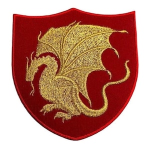 King Arthur Pendragon Patch (4 Inch) Red Velvet + Gold Embroidery Iron/Sew-on Applique Embroidered Badge Costume Cosplay Cloak Robe Jacket