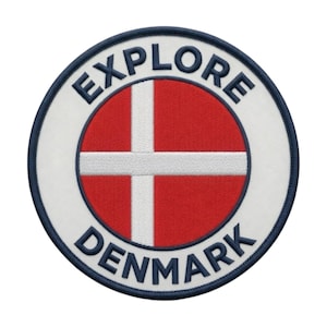 Utforska Danmarks flagga tygmärke Broderat stryk-på/sys-på märke Resesouvenir Semesteremblem Presenttygmärken (75 mm)