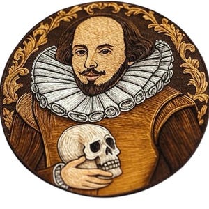 Toppa da cucire/stirare di William Shakespeare (3 pollici) Letteratura inglese perfetta per zaini, giacche, cappelli, costumi, toppe regalo