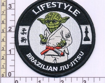 Écusson de style de vie de jiu jitsu brésilien (3,5 pouces) insigne brodé à repasser/à coudre kimono JJB, chapeau, sac, casquette, chemise, écussons cadeaux d'arts martiaux
