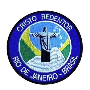Écusson Christ Rédempteur Cristo Redentor Rio De Janeiro Brésil (3,5 pouces) Badge à repasser/à coudre Emblème écusson Brésil Statue de Jésus Cadeau souvenir