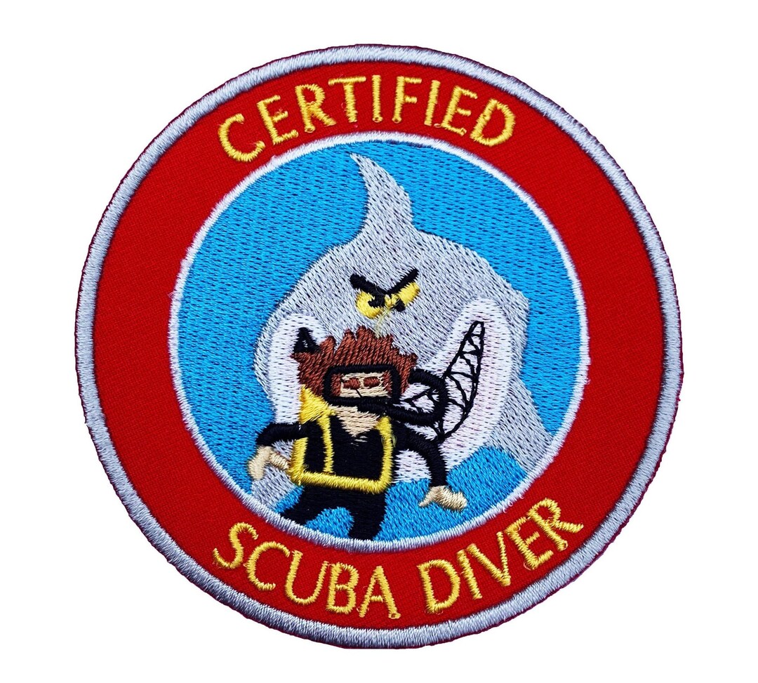 Certified Scuba Diver Patch 3.5 Inch Embroidered Ironon or Sewon Badge Deep Sea / Cave