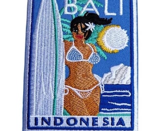 Bali Indonesia Patch (3.5 Inch) Embroidered Iron-on or Sew-on Badge Travel Souvenir Surf Backpack, Jacket, Hat, Bag DIY Emblem Gift Patches