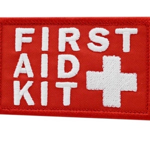 Red First Aid Kit Patch (3.5 Inch) Embroidered Hook and Loop Badge Kit Bag, Backpack, Cap, Costume, Tactical Gear,  Gift Patches