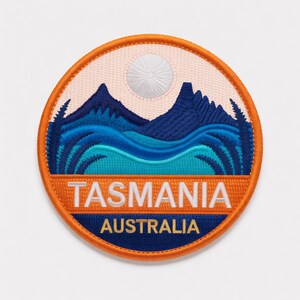Tasmanien Australien Tygmärke Broderat Stryk-/Sy-på-märke (7,5 cm) Resesouvenir Semesteremblem Presenttygmärken