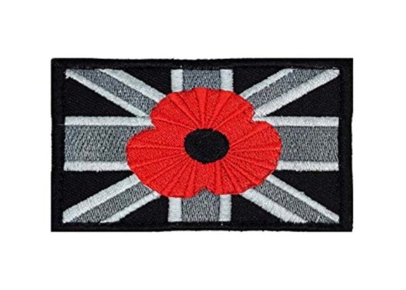 Great Britain Union Jack Poppy Patch 3.3 Inch Embroidered Etsy