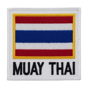 Muay Thai Patch Embroidered Iron-on or Sew-on Badge Thailand Flag Travel Souvenir Emblem Martial Arts Thai Boxing Gift Patches (90mm)