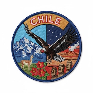 Chiles flaggamärke (3,2 tum) broderat stryk-på/sys-på-märke resesouvenir semesteremblem presentmärken
