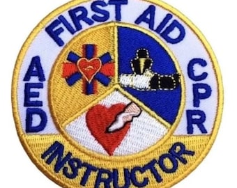 First Aid CPR AED Instructor Patch (3 Inch) Embroidered Iron-on or Sew-on Badge Great for Kit Bag, Backpack, Jacket, Shirt, Cap Gift Patches