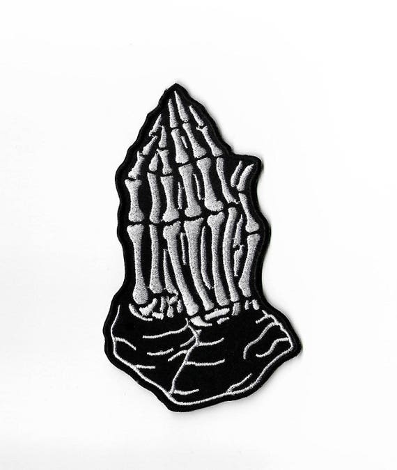 Skeleton Praying Hands Emoji Patch 5 Inch Large Embroidered Etsy