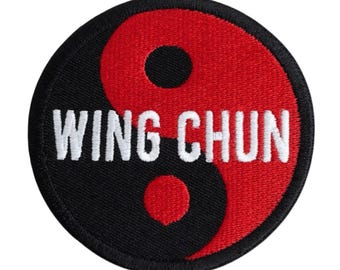 Wing Chun-patch geborduurde opstrijk-/naaibadge Kung Fu Yin Yang Japanse kimono GI, vechtsporttas hoed shirt rugzak cadeaupatches (75 mm)