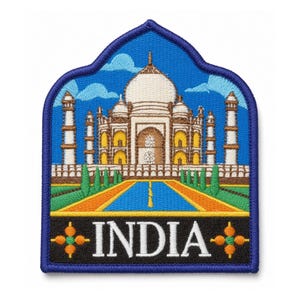 Parche del Taj Mahal de la India (8,9 cm) Bordado, para planchar o coser. Emblema de recuerdo de viaje. Perfecto para mochilas, chaquetas y manualidades. Parches de regalo.