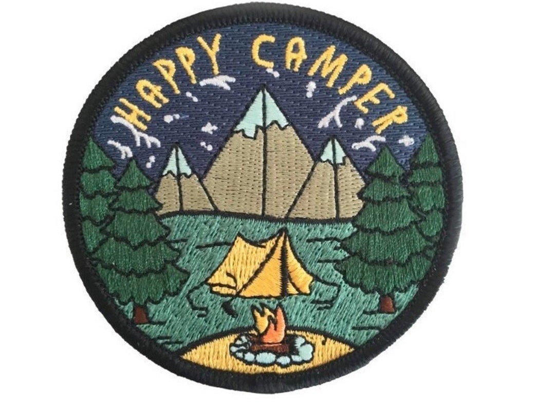 Happy Camper Patch (3 Inch) Iron-on Badge Adventure, Camping, Perfect ...