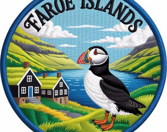 Faeröer-patch (3,5 inch) borduurijzer/naaibadge reissouvenirembleem Perfect voor rugzakken, jassen, cadeaupatches