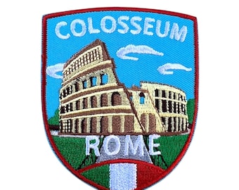 Colosseum Rome Italy Patch, Embroidered Iron-On / Sew-On Badge Travel Souvenir Emblem (75mm)