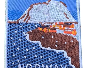 Écusson Norvège (3,5 pouces) badge thermocollant/à coudre emblème souvenir de voyage Svalbard Oslo écusson ours polaire vacances sac à dos écussons cadeaux