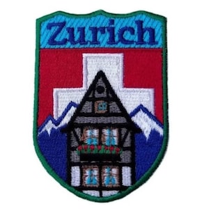 Zürich Schweiz Aufnäher (7,5 cm) Aufnäher zum aufnähen, bunt bestickt Euro Trip, Abenteuer, Rucksack, Tasche, Hut, Jacke, Ski, Aufnäher