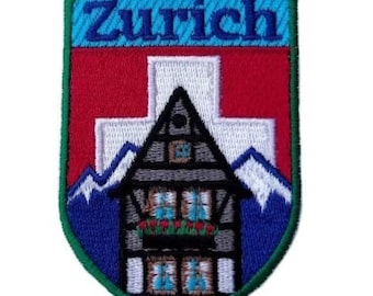 Zurich Switzerland Patch Embroidered Iron-on/Sew-on Badge Travel Europe Souvenir Skiing Gift Patches