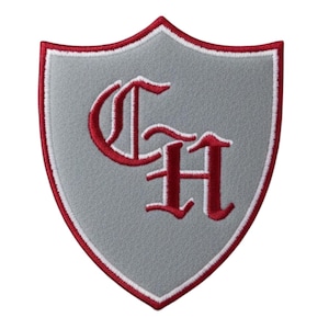 Parche de uniforme escolar Crunchems Hall (10 cm), de terciopelo de alta calidad, termoadhesivo o cosible, para chaqueta, blazer, insignia, parches de disfraz, recuerdo del Día Mundial del Libro.