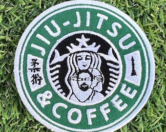 Patch à Repasser Jiu Jitsu Brésilien - Badge BJJ Pour Kimono, Style Ondoyant Grappin - Noir