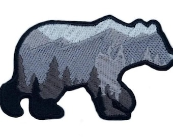Bear Mountain Forest Embroidered Patch - Iron-on Badge