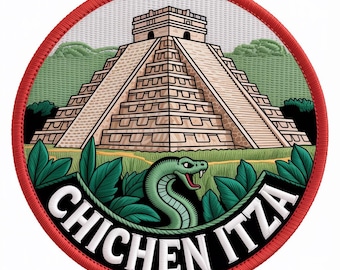 Chichen Itza Mexico Patch (3.5 Inch) Iron-on/Sew-on Badge El Castillo Mayan Temple Travel Souvenir Tourist Emblem Yucatan Crest Gift Patches