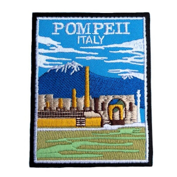 Pompeii Naples Italy Patch (3.5 Inch) Iron-on / Sew-on Badge Travel Italia Souvenir Emblem Campania Temple of Jupiter Roman Gift Patches