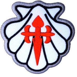 Camino Patch (3 Zoll) zum Aufbügeln oder Aufnähen Abzeichen Saint James Way Emblem Reisen Europa Trek Jakobsmuschel Pilgerfahrt Muschel Souvenir Wappen Geschenk Aufnäher