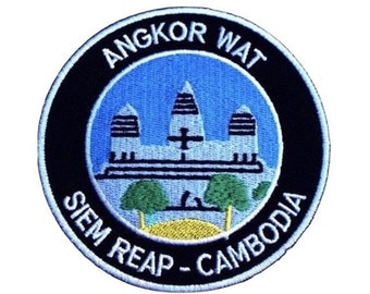 Angkor Wat Siem Reap Cambodia Patch (3.5 Inch) Iron-on or Sew-on Badge Asia Trek Unesco Temples Travel Souvenir Emblem Crest Gift Patches