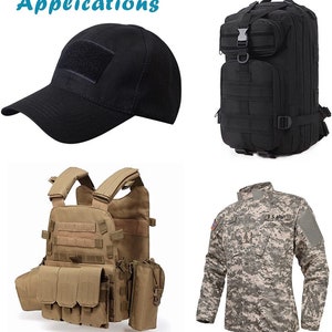 May include: A collection of tactical gear, including a black backpack with multiple straps and buckles, a black baseball cap with a velcro patch, a tan tactical vest with multiple pouches, and a camouflage jacket with the text "U.S. ARMY" on the chest.