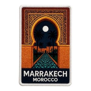Marrakech Marocko Tygmärke Broderat Stryk-på/Sy-på-märke Resesouveniremblem Presenttygmärken (90 x 70 mm)