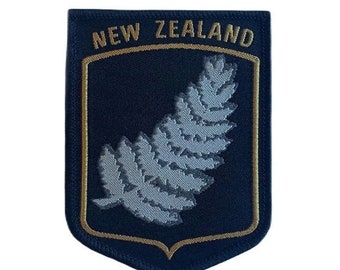 New Zealand Patch 3 Inch Woven Iron/Sew-on Badge Silver Fern Gold Trim Crest Maori Kiwi Emblem All Blacks Flag Travel Backpack Gift Patches