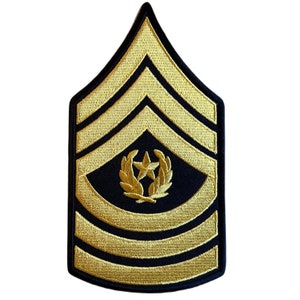 Sergeant Major Rank Patch (5.5 Inch)  American Khaki Stripes Embroidered Iron/Sew-on Badge SGT Uniform