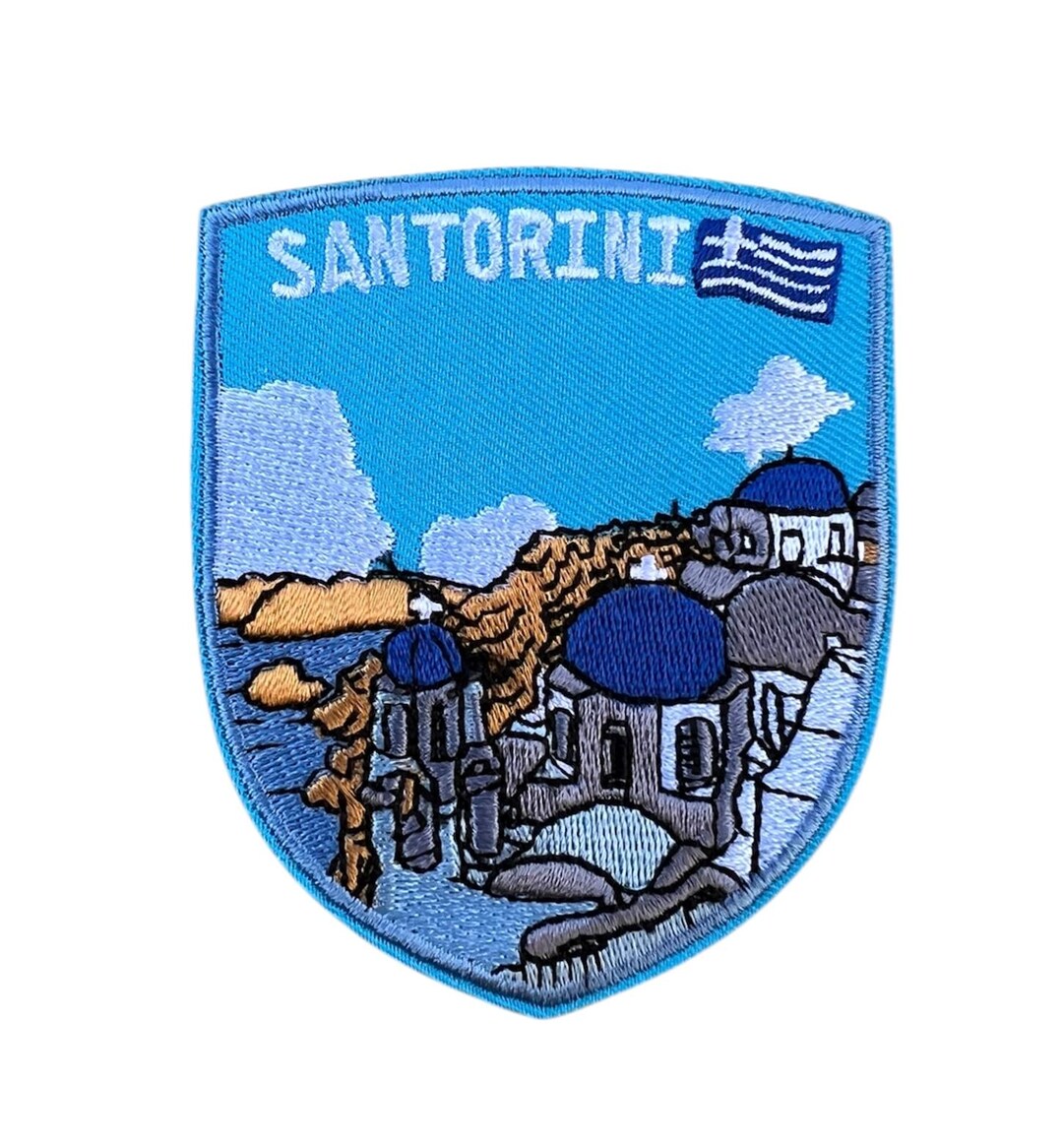 Greek Patch Santorini Greece Patch Embroidered Iron-on/sew-on Badge (75mm) Greek ...