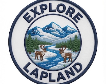 Explore Lapland Patch Embroidered Iron-on / Sew-on Badge Travel Souvenir Vacation Emblem Gift Patches (75mm)