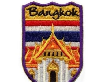 Bangkok Shield Patch (3 Inch) Iron-on Badge Travel Thailand Souvenir Emblem Perfect for Backpacks, Jackets, Hats, Bags, Crafts, Gift Patches