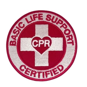 Basic Life Support CPR Patch (3 Inch) Embroidered Iron-on / Sew-on Badge Costume Jacket Bag Backpack First Aid Emblem Gift Patches