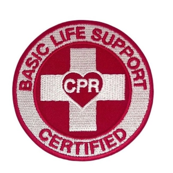 Basic Life Support CPR Certified Patch (3 Zoll), Abzeichen zum Aufbügeln oder Aufnähen, Sanitäter-Kostüm, Jacke, Tasche, Rucksack, Erste-Hilfe-Emblem, Geschenk-Patches