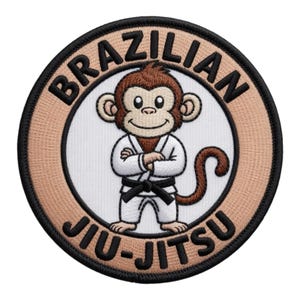 Jiu-Jitsu-Aufnäher: Gesticktes Abzeichen zum Aufbügeln/Aufnähen, BJJ-Affe, brasilianisches Jiu-Jitsu-Emblem