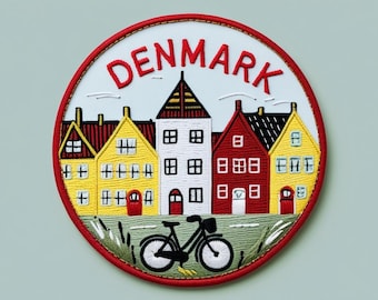 Denmark Patch (3.5 Inch) Iron-on/Sew-on Badge Travel Europe Souvenir Danish Vacation Emblem for Backpacks Gift Patches
