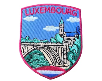 Luxembourg Flag Patch, Embroidered Iron-On /Sew-On Badge Travel Souvenir Applique