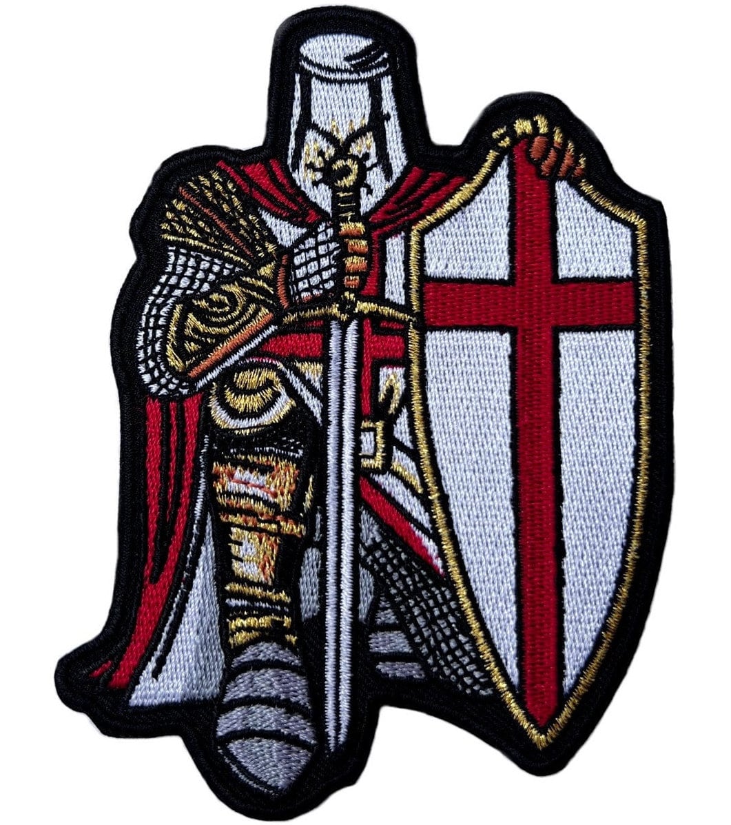 Red Crusader Knight Patch (4.7 Inch) Iron/sew-on Badge