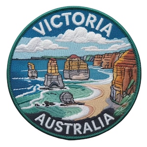 Victoria Australia-märke Broderat stryk-/sysömmärke (7,5 cm) Resesouvenir Semesteremblem Presentmärken