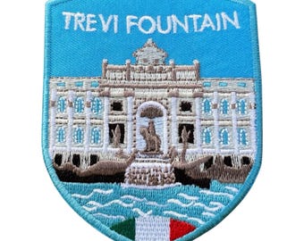 Trevi Fountain Rome Patch (3 Inch) Embroidered Iron-on/Sew-on Badge Travel Europe Vacation Italy Souvenir Tourist Emblem Gift Patches