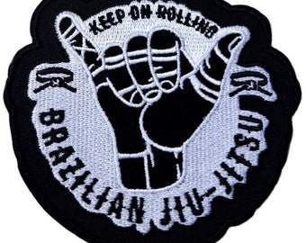 Keep On Rolling Patch (3.5 Inch) Brazilian Jiu Jitsu Iron/Sew-on Badge Shaka Hand BJJ Kimono GI, Gym Bag, Hat, Shirt, Backpack Gift Patches