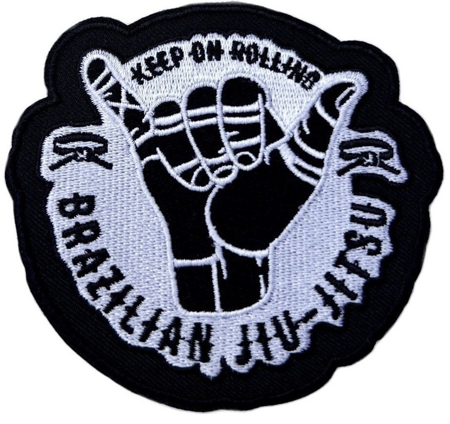 Keep On Rolling Patch (3.5 Inch) Brazilian Jiu Jitsu Iron/Sew-on Badge Shaka Hand BJJ Kimono GI, Gym Bag, Hat, Shirt, Backpack Gift Patches